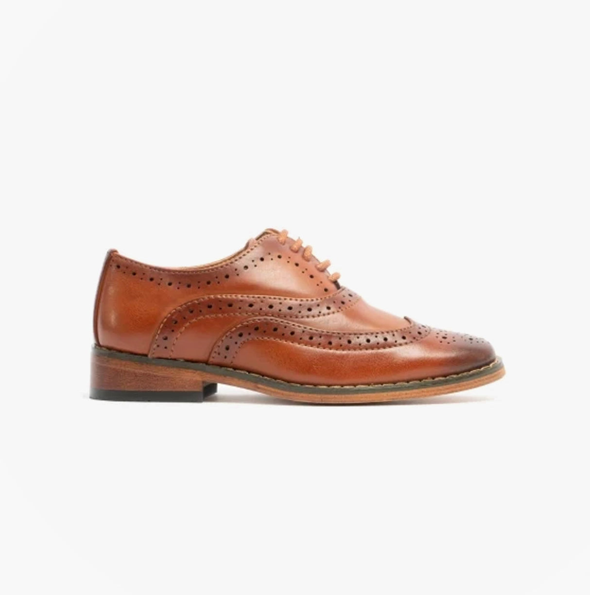 Goor TRAVIS JNR Boys Wingtip Brushed Brogues Dark Tan