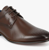 Goor M298DB Mens 3 Eye Brogue Shoes Dark Brown