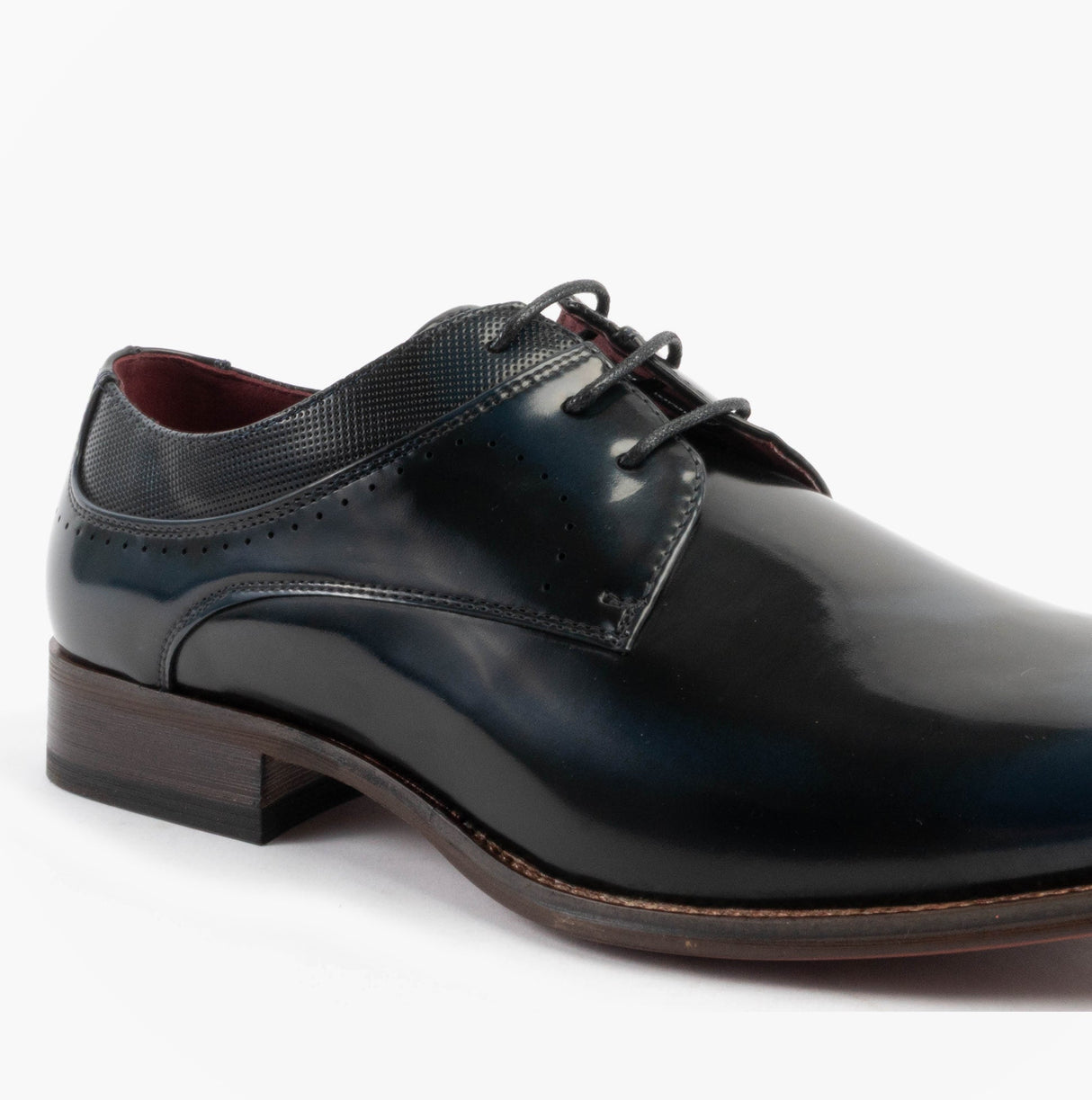 Goor HARVEY Mens Hi-Shine Gibson Shoes Navy