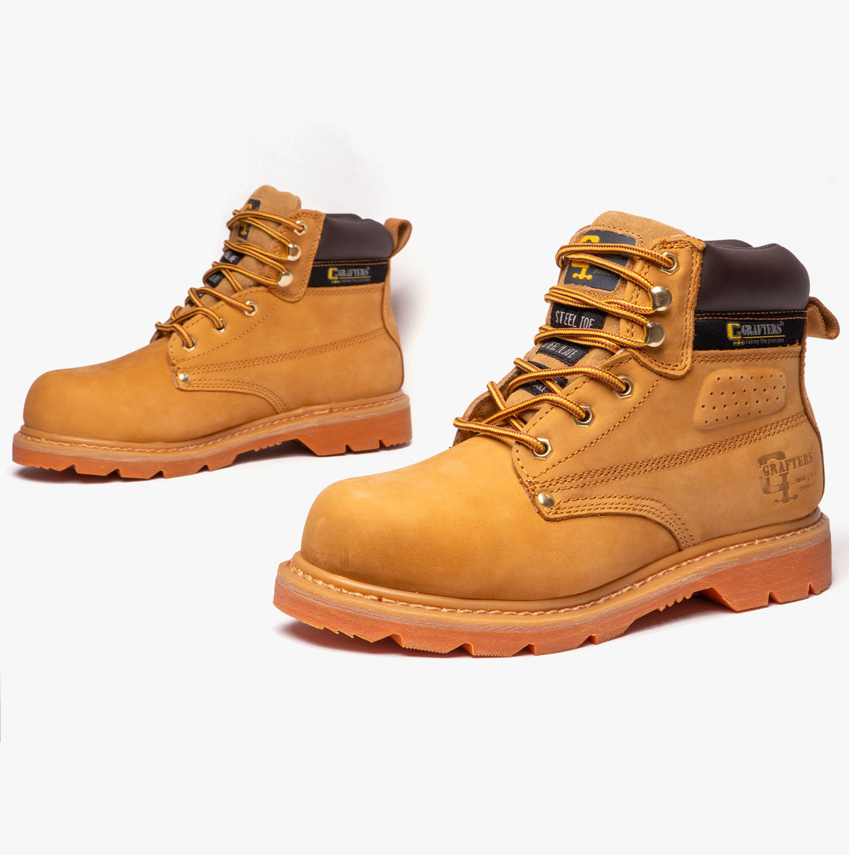 Grafters GLADIATOR Unisex Leather Safety Boots Honey