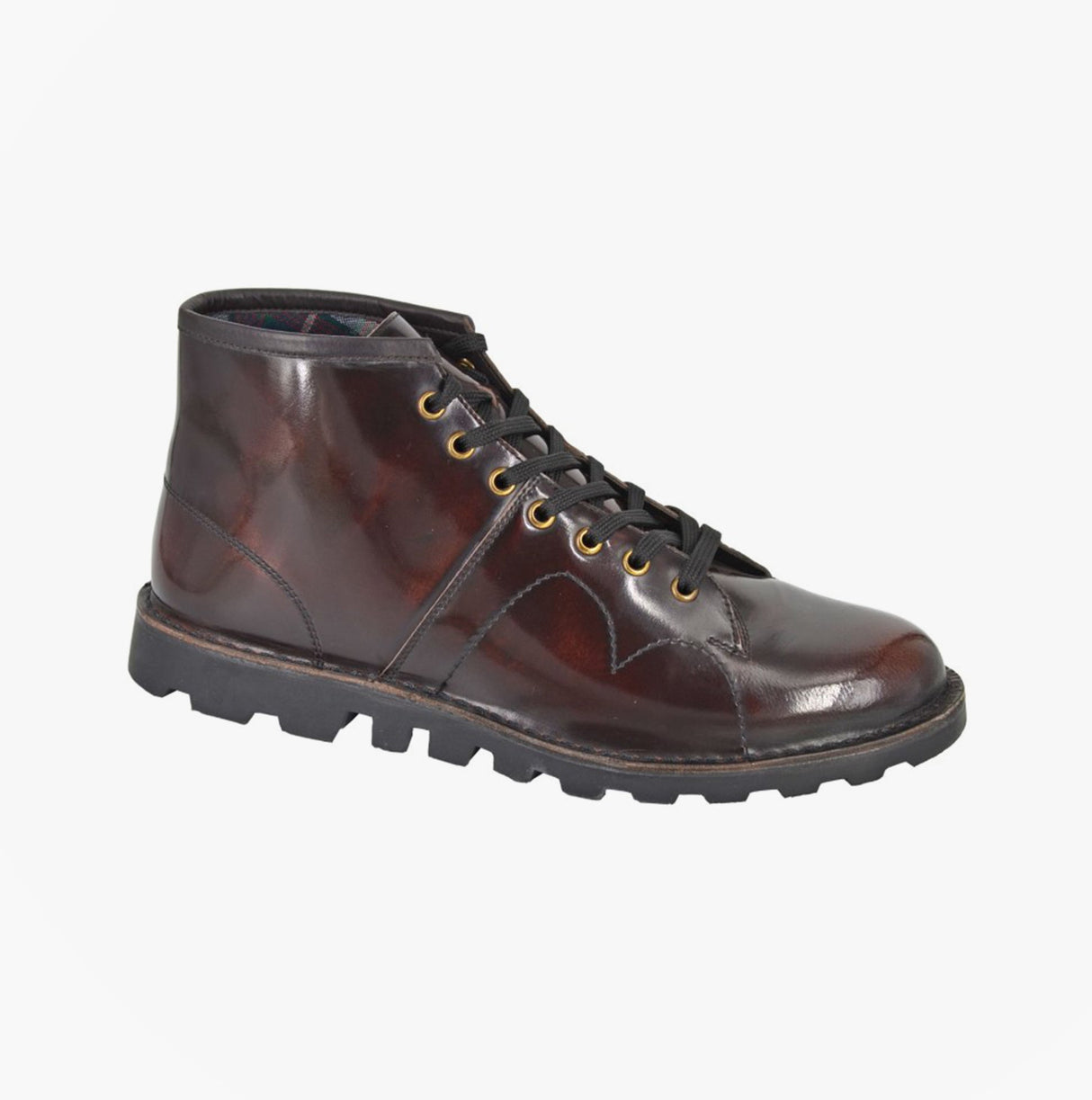 Grafters Mens Leather Monkey Boots Brush-Off Bordeaux