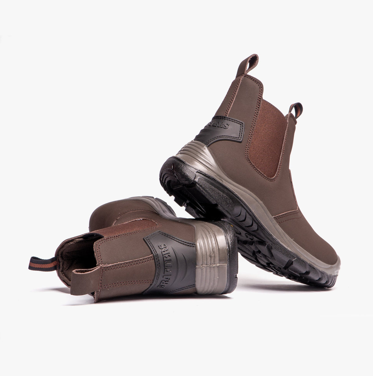 Grafters M371B Mens Coated Leather Safety Dealer Boots Brown