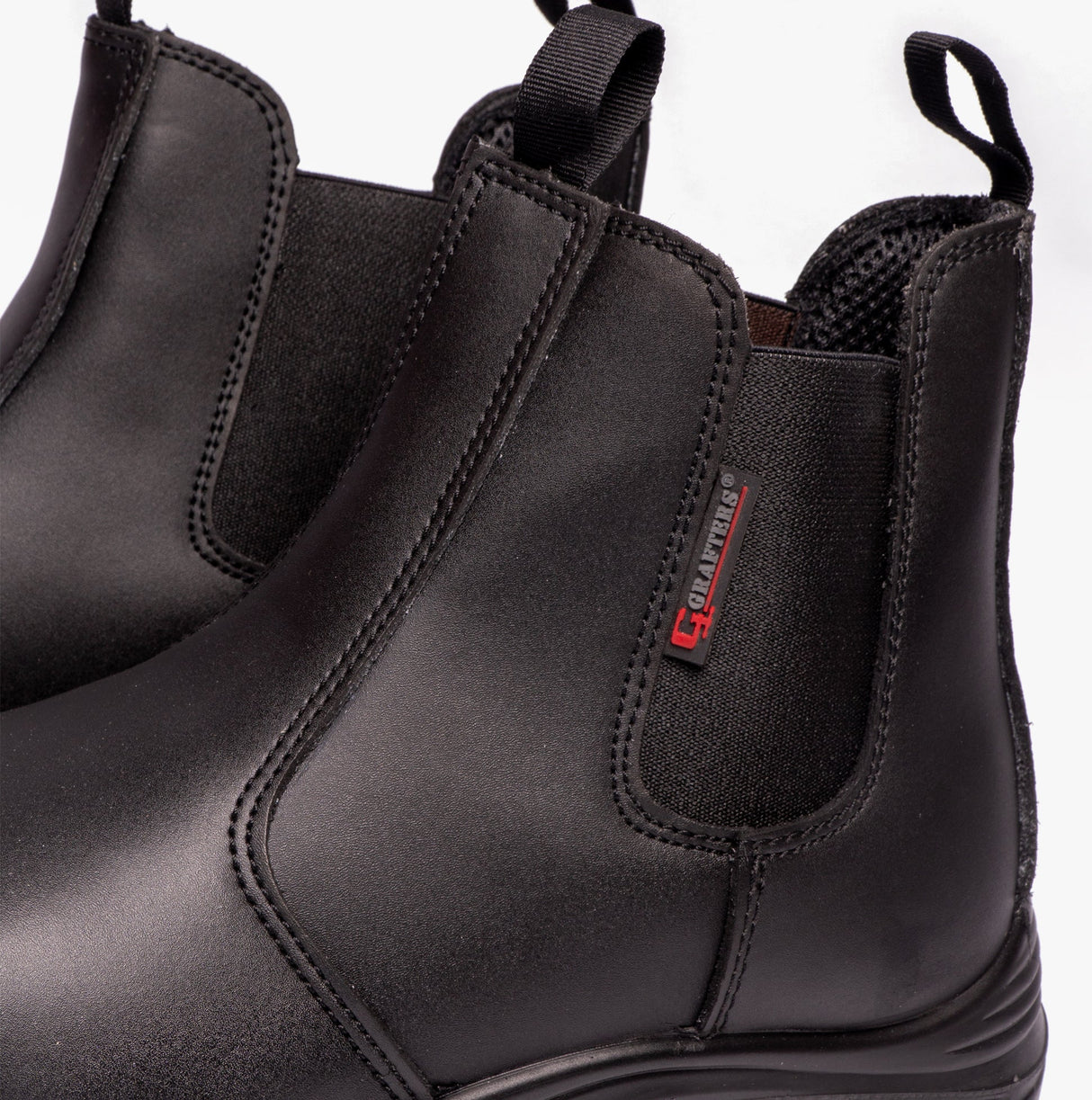 Grafters M9502A Mens Leather Super Wide Dealer Safety Boots Black