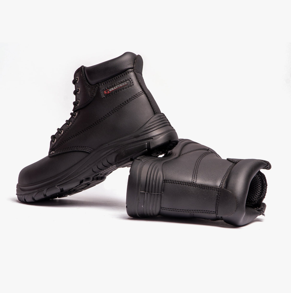 Grafters M9503A Mens Leather Super Wide Ankle Safety Boots Black