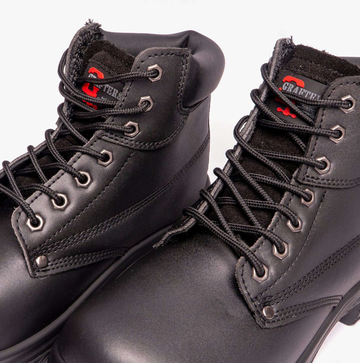 Grafters M9503A Mens Leather Super Wide Ankle Safety Boots Black