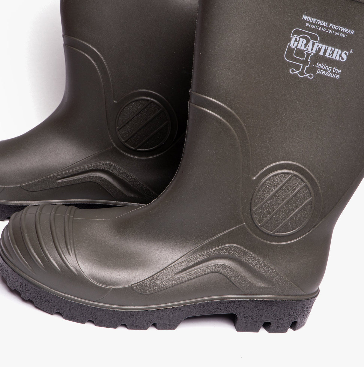 Grafters W408E Mens Wellington Safety Boots Green