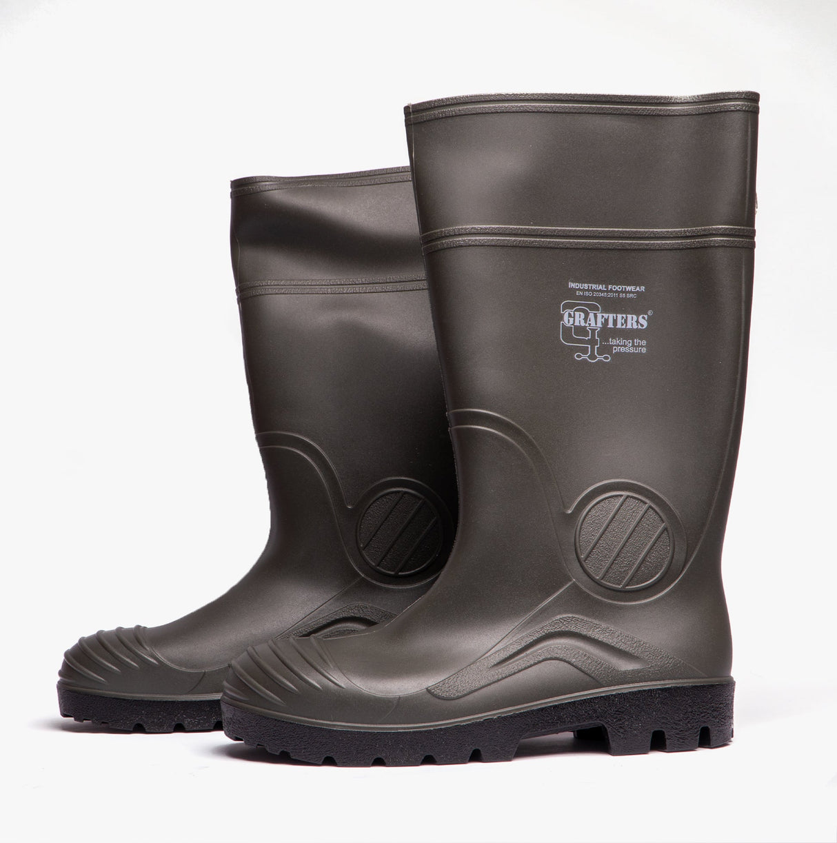 Grafters W408E Mens Wellington Safety Boots Green