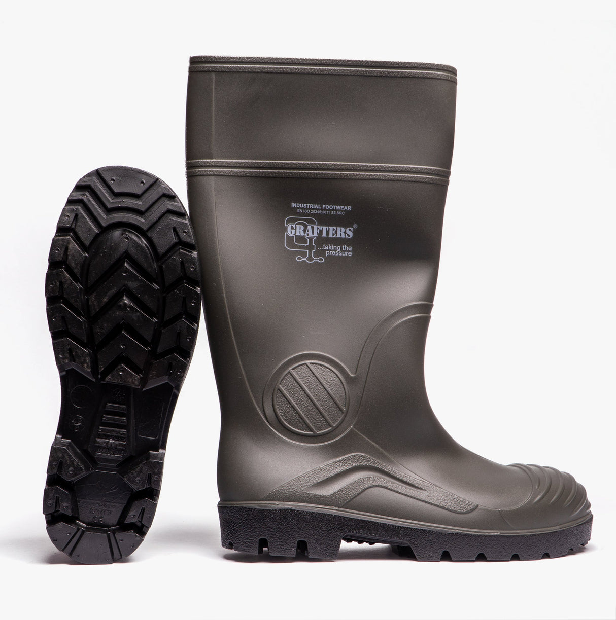 Grafters W408E Mens Wellington Safety Boots Green