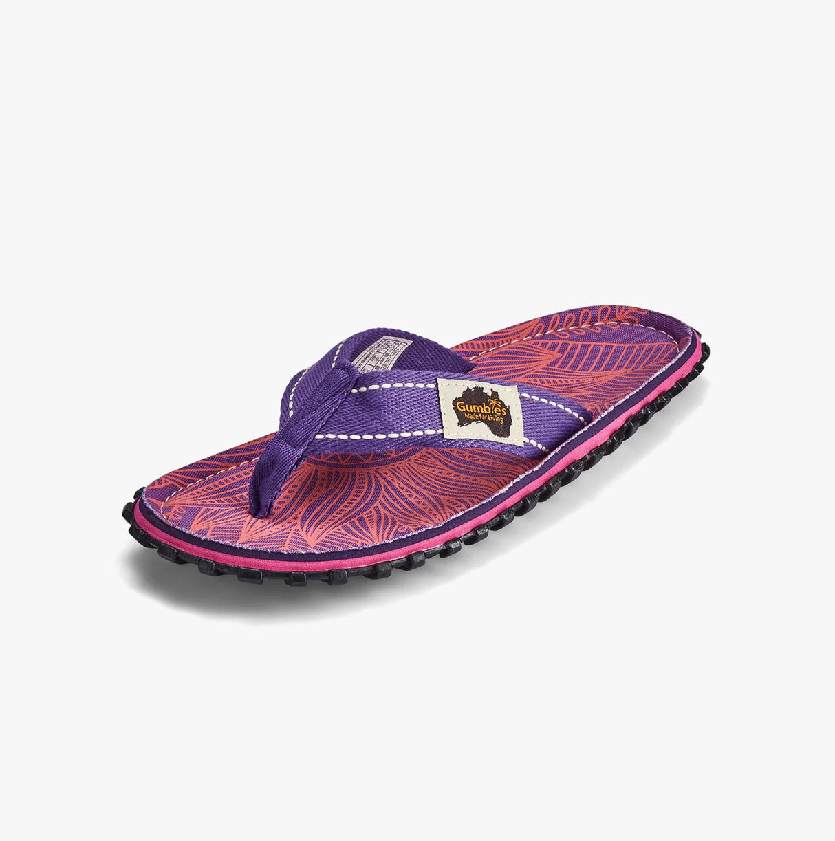 Gumbies ISLANDER Womens Recycled Flip-Flops Purple Sunflower