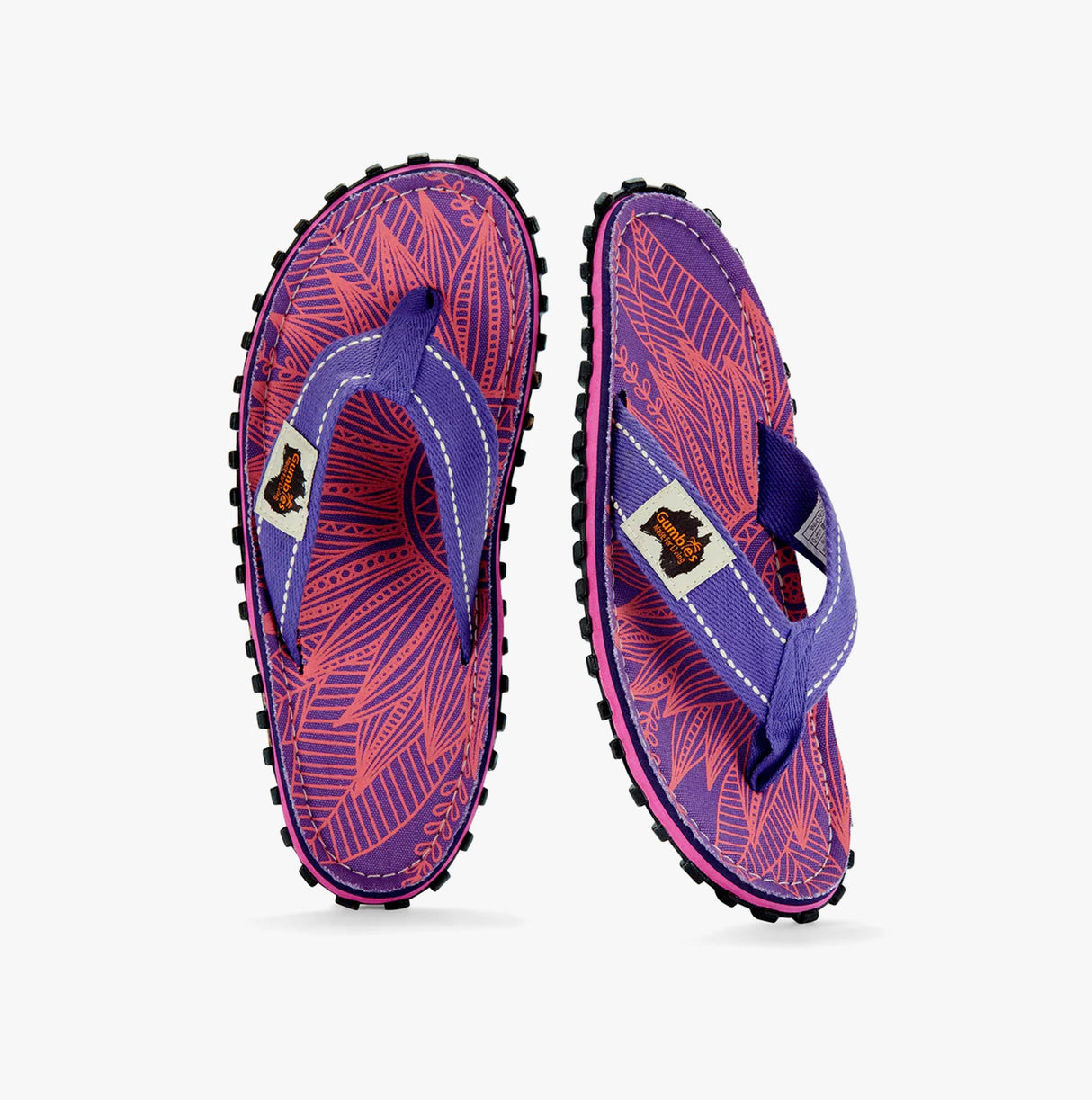 Gumbies ISLANDER Womens Recycled Flip-Flops Purple Sunflower