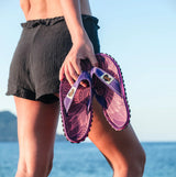 Gumbies ISLANDER Womens Recycled Flip-Flops Purple Sunflower