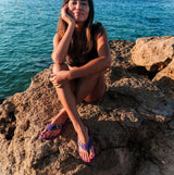 Gumbies ISLANDER Womens Recycled Flip-Flops Purple Sunflower