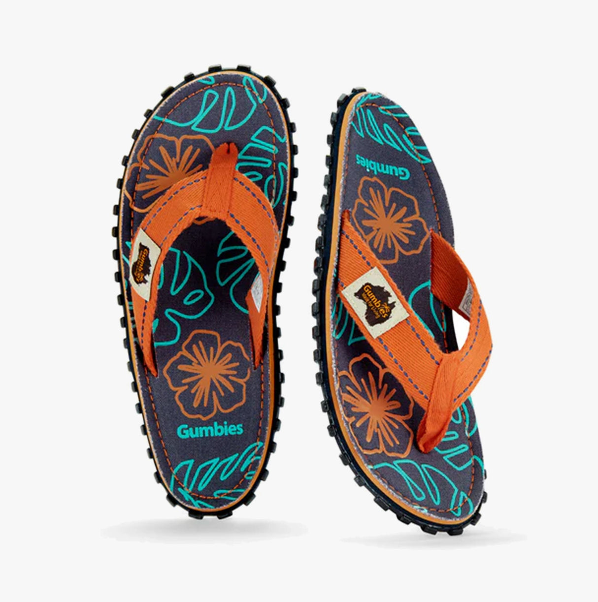 Gumbies ISLANDER Unisex Recycled Flip-Flops Orange Hibiscus