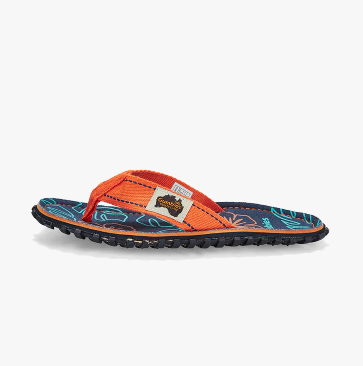 Gumbies ISLANDER Unisex Recycled Flip-Flops Orange Hibiscus