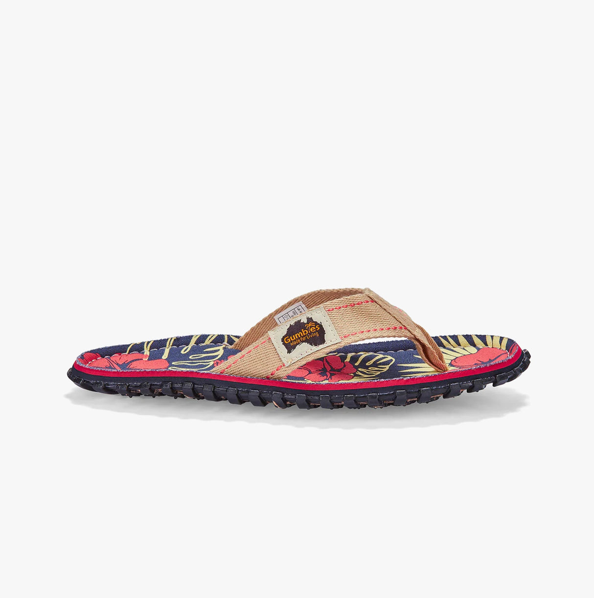 Gumbies ISLANDER Unisex Recycled Flip-Flops Denim Hibiscus