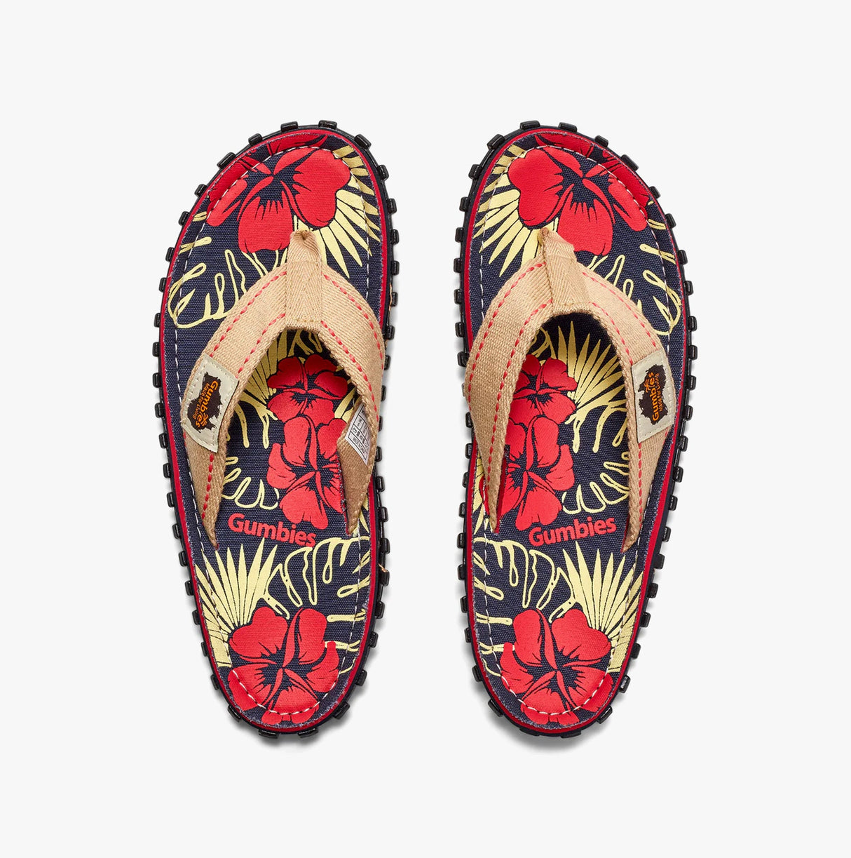 Gumbies ISLANDER Unisex Recycled Flip-Flops Denim Hibiscus
