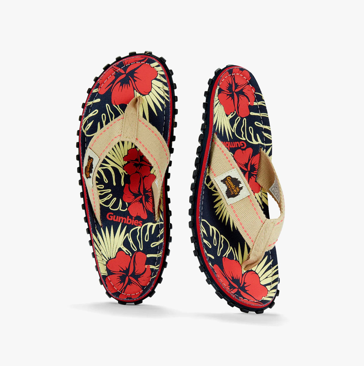 Gumbies ISLANDER Unisex Recycled Flip-Flops Denim Hibiscus