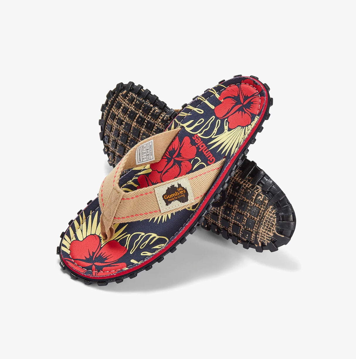 Gumbies ISLANDER Unisex Recycled Flip-Flops Denim Hibiscus