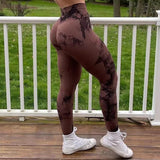 Tie Dye Printed Leggings for Women Push Up Sports Fitness Yoga Pants High Waist Seamless Slim Leggings