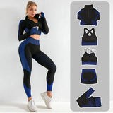 2/3/5 PCS Seamless Women Yoga Set Workout Sportswear Gym Clothing Fitness Long Sleeve Crop Top High Waist Leggings Sports Suits