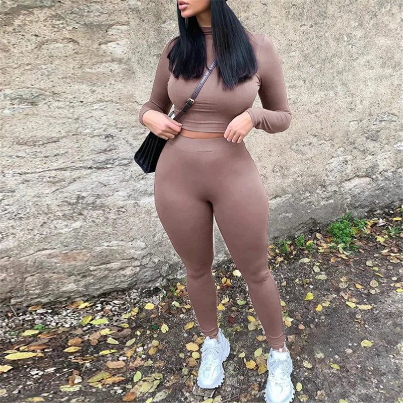 2021 New arrivals 18 color fashion casual sports fitness  crop top yoga two piece set women sportswear fitness other sportswear