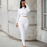 2021 New arrivals 18 color fashion casual sports fitness  crop top yoga two piece set women sportswear fitness other sportswear