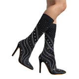 Women’s Patent Leather Stiletto Pointed Toe, Short Tube High Heel Knight Boots