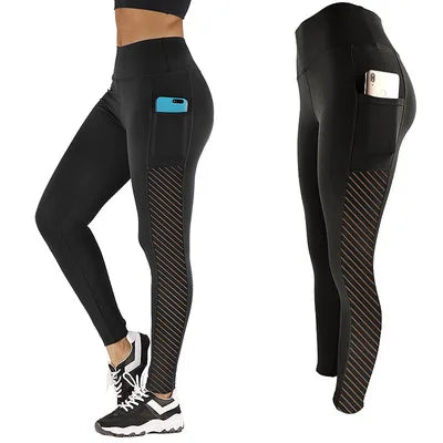 2023 New  Mesh pocket yoga pants  buttock pants Four-Way Stretch exercise Fitness Yoga Pants