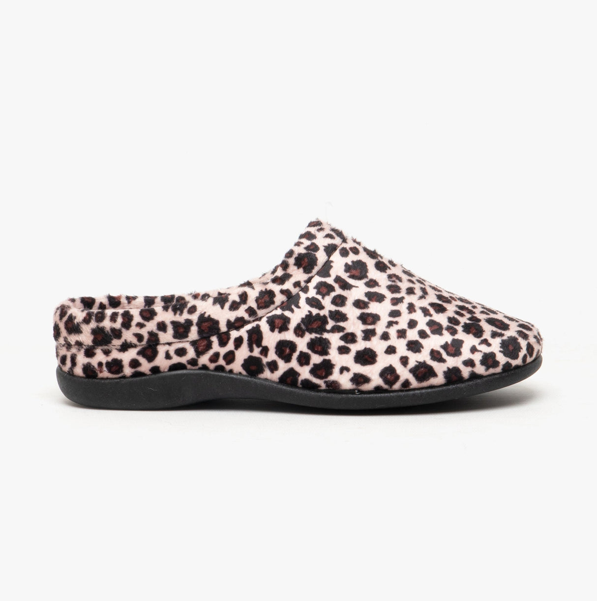 HOS Comfort CLAIRE Womens Plush Textile Mules Leopard