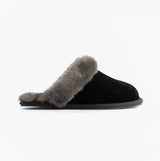 HOS Sheepskin AYLA Womens Real Sheepskin Mule Slippers Black