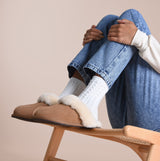 HOS Sheepskin AYLA Womens Real Sheepskin Mule Slippers Chestnut