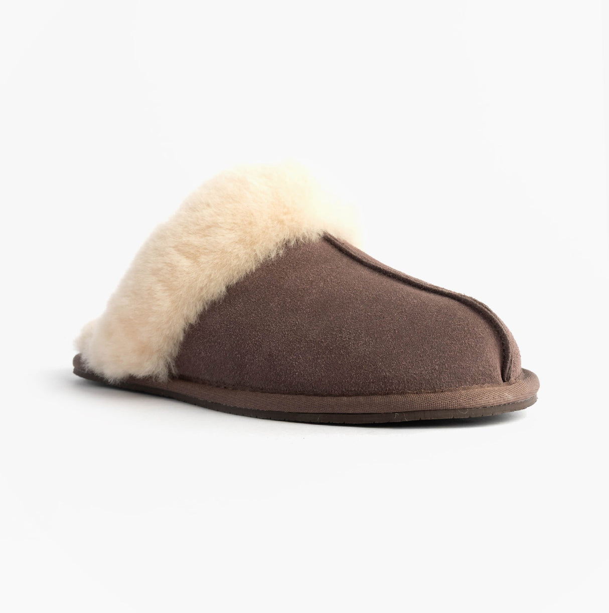 HOS Sheepskin AYLA Womens Real Sheepskin Mule Slippers Espresso