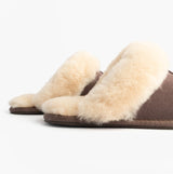 HOS Sheepskin AYLA Womens Real Sheepskin Mule Slippers Espresso