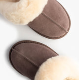HOS Sheepskin AYLA Womens Real Sheepskin Mule Slippers Espresso