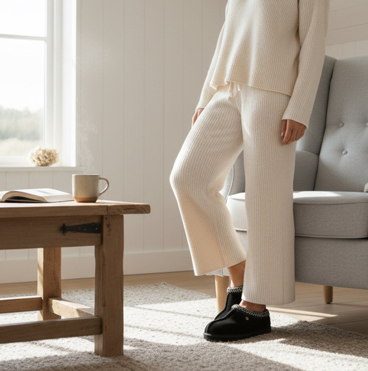 HOS Sheepskin BELLA Womens Full Slippers Black