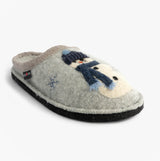 Haflinger OLAF Womens Snowman Mule Slippers Light Grey
