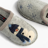 Haflinger OLAF Womens Snowman Mule Slippers Light Grey