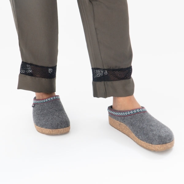 Haflinger FRANZL Womens Wool Clogs Anthracite