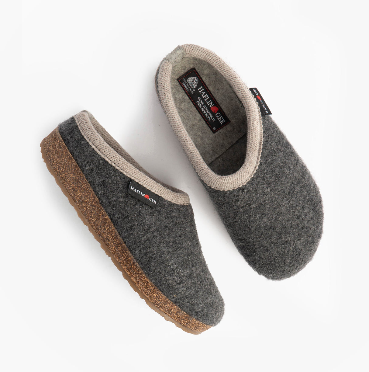 Haflinger PANDA Womens Felt Clogs Anthracite