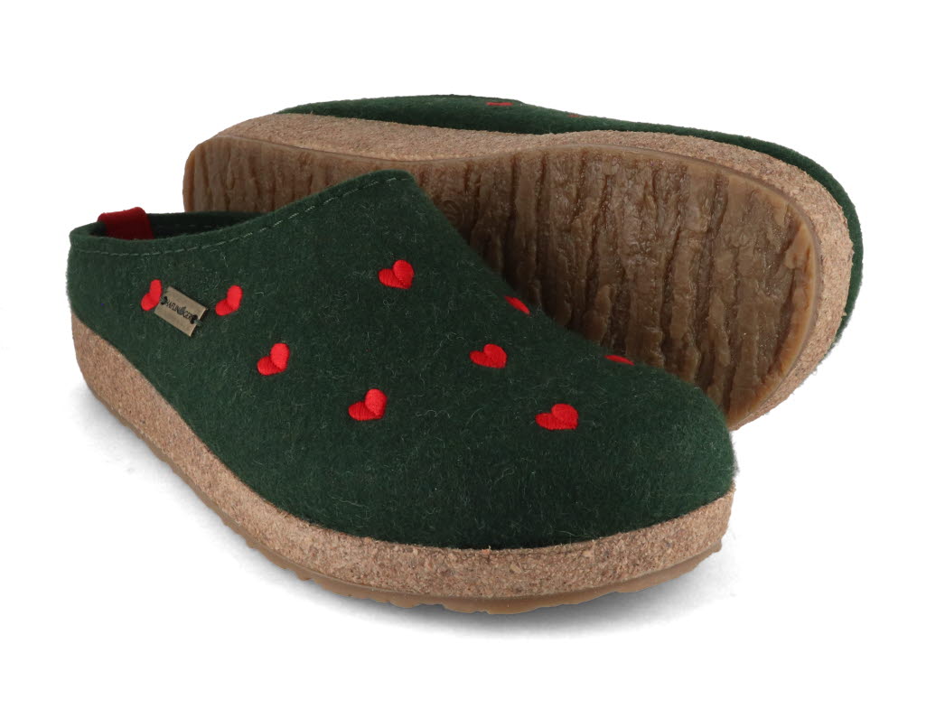 Haflinger CUORICINI Womens Felt Clogs Green