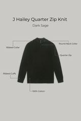 J Hailey Quarter Zip Knit -  Dark Sage