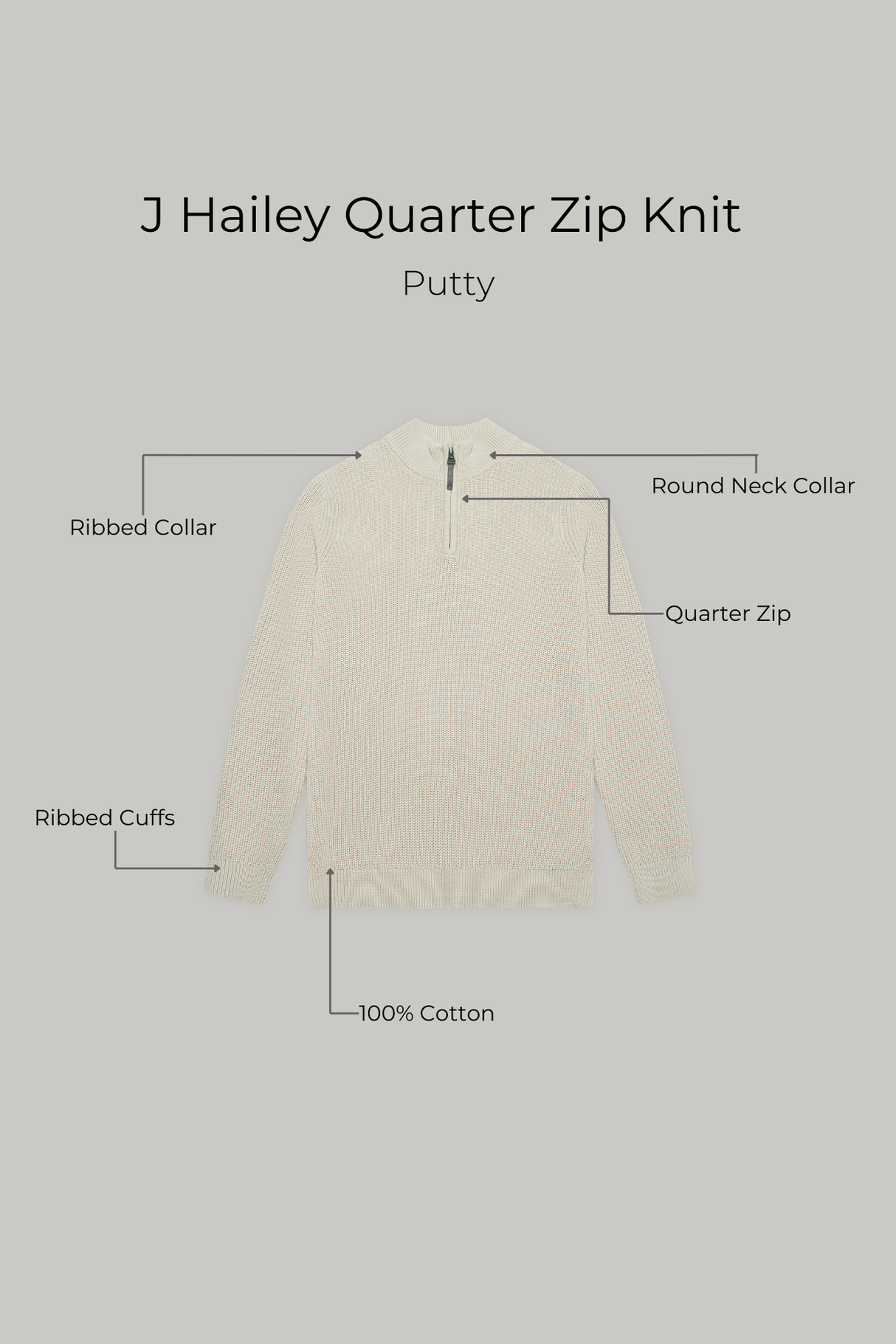 J Hailey Quarter Zip Knit -  Putty