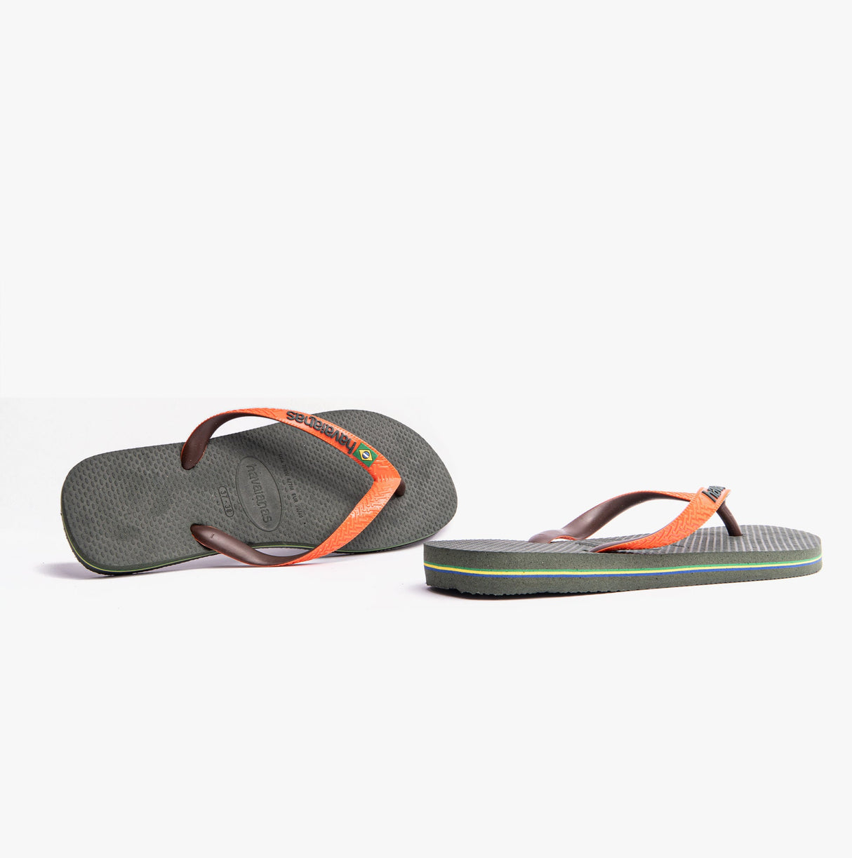 Havaianas BRASIL MIX Womens Sandals Olive Green/Sunset Orange