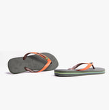 Havaianas BRASIL MIX Womens Sandals Olive Green/Sunset Orange