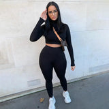 2021 New arrivals 18 color fashion casual sports fitness  crop top yoga two piece set women sportswear fitness other sportswear