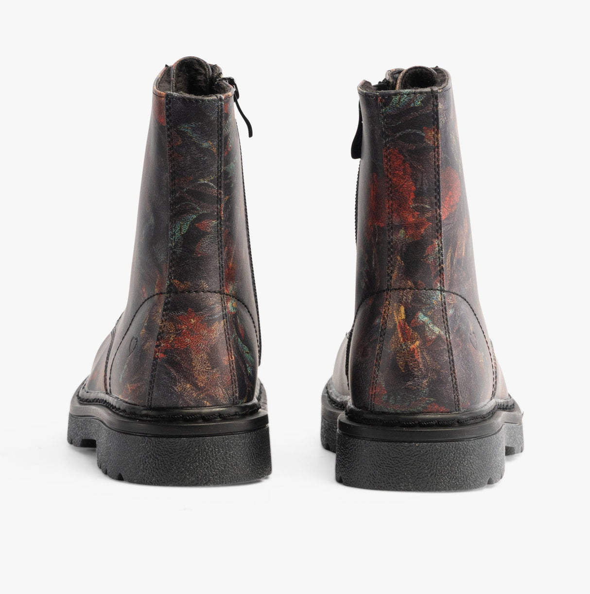 Heavenly Feet JUSTINA2 WOODLAND PRINT Womens Lace Up Boots Black