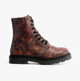 Heavenly Feet JUSTINA2 WOODLAND PRINT Womens Lace Up Boots Bark