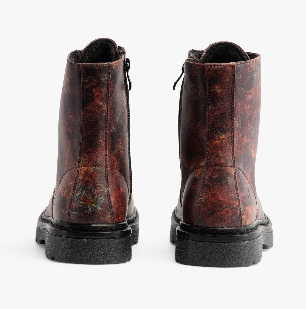 Heavenly Feet JUSTINA2 WOODLAND PRINT Womens Lace Up Boots Bark