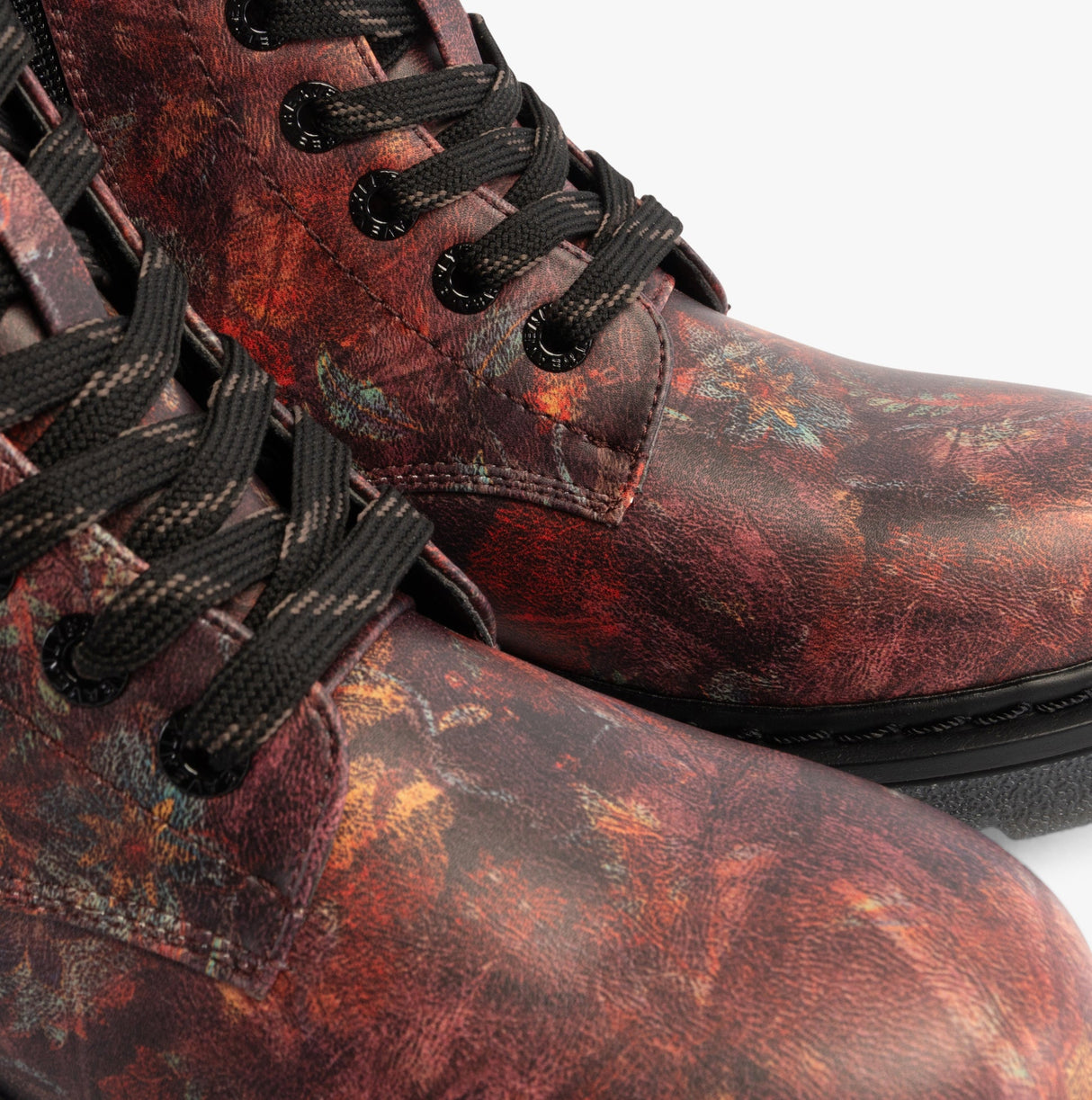 Heavenly Feet JUSTINA2 WOODLAND PRINT Womens Lace Up Boots Bark