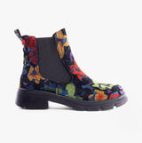 Heavenly Feet REMY Womens Chelsea Boots Floral Velour Blue